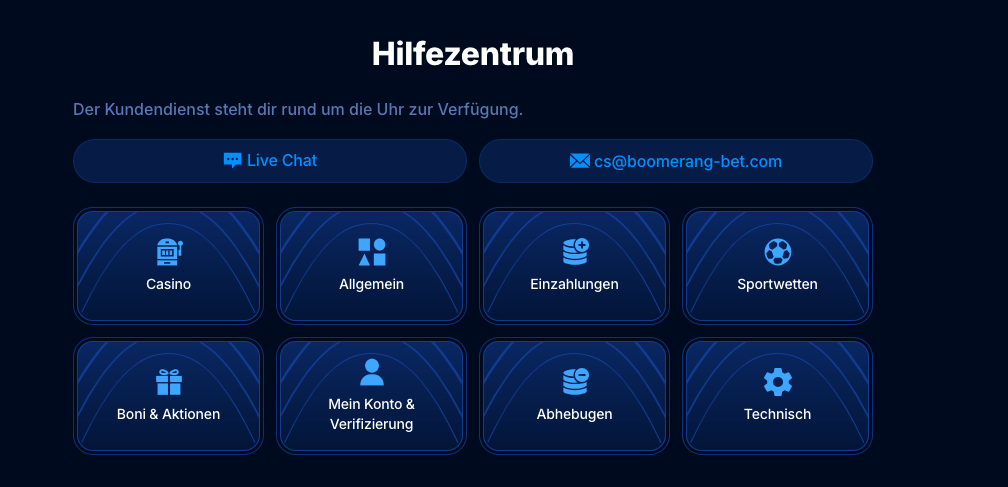 Boomerang-bet Kundenservice