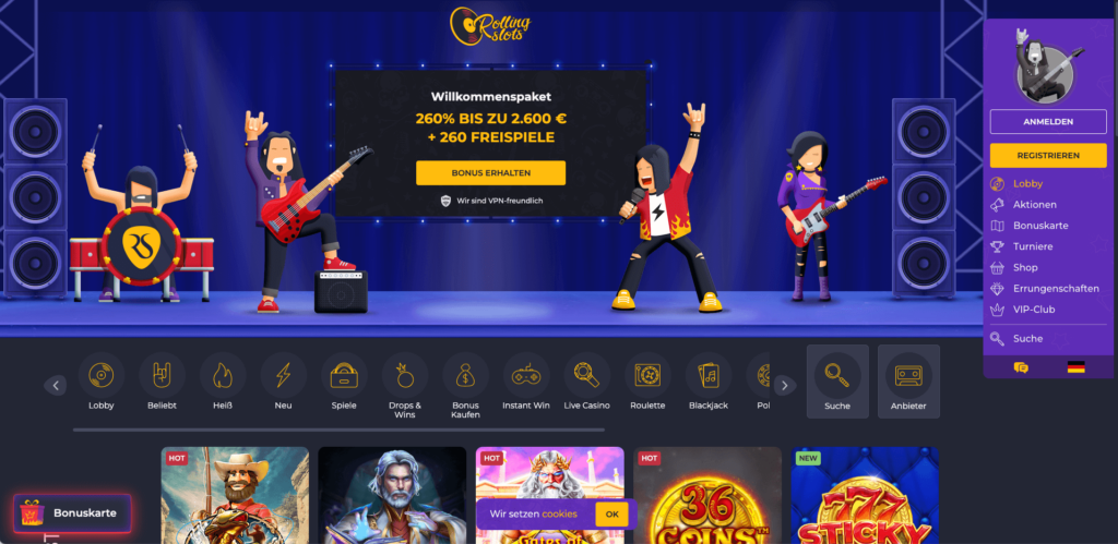 Spiele im Rolling Slots Online-Casino